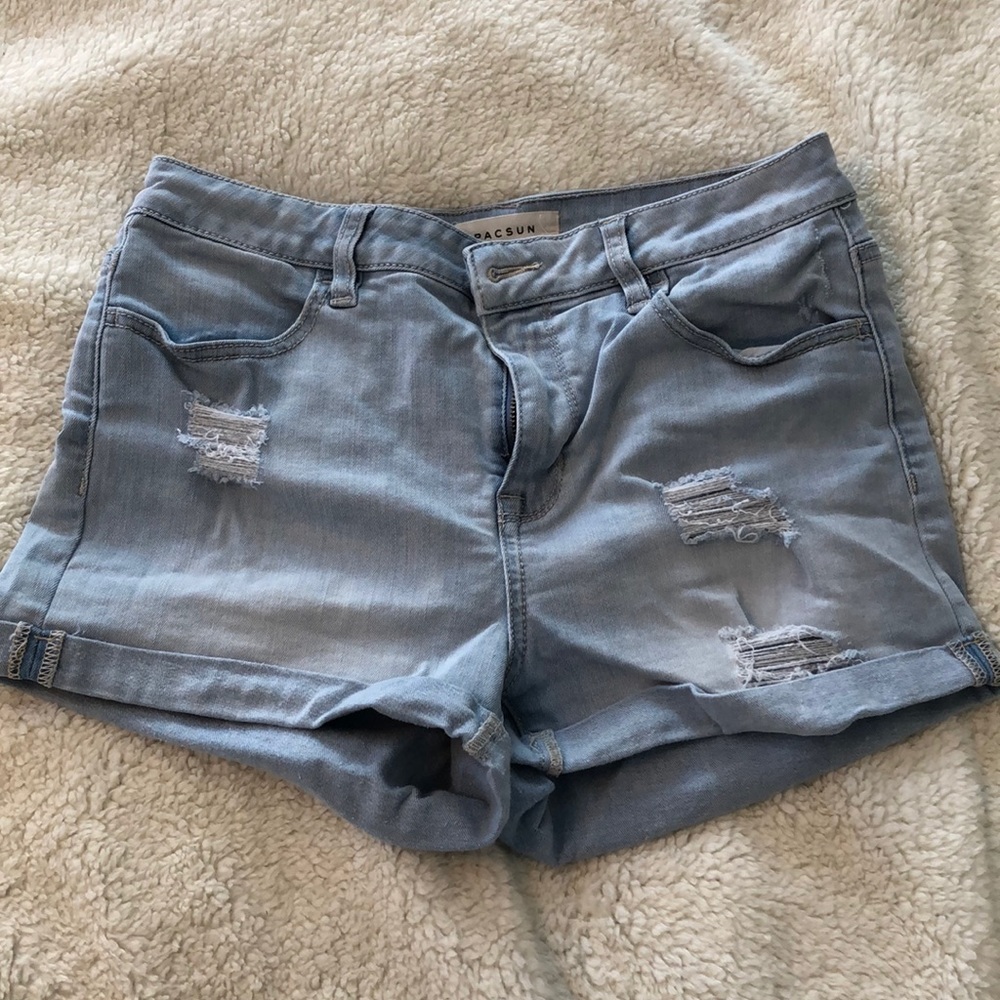 Pacsun Light Denim Super Stretch Shortie Shorts